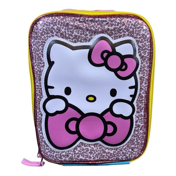 Other - Hello Kitty Insulated Lunch Bag Softshell Sparkle Zip Around 10x8 Inch Academia